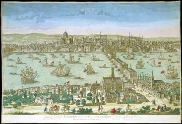 Udsigt over London i begyndelsen af det 18. århundrede.