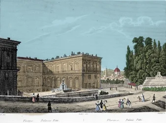 Udsigt over Pitti Palace i Firenze. 19. århundrede