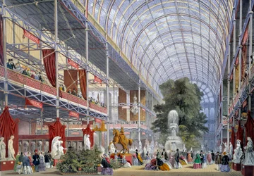 Udsigt over verdensudstillingen i Crystal Palace, bygget af Joseph Paxton til lejligheden i 1851 i London