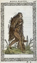Vild kvinde og hendes barn - i "" Habits et effigies"" af Jean Sluperius
