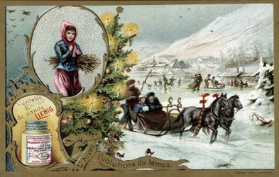 Vinter - Ægte Liebig kødekstrakt - Liebig Chromolitografi 1800-tallet Liebig