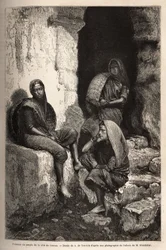 Kvinder af befolkningen på Concau-kysten (eller Konkan, Indiens nordlige kyst). Gravering til illustration af rejsen i Indiens meridionalprovinser, af Alfred Grandidier, i 1862-1864, udgivet i "" Le tour du monde""" 1869, redigeret af Edouard Charton,