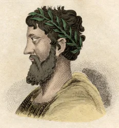 Zaleucus (eller Zaleucos Zaleuco di Locri) græsk filosof og lovgiver for Locreans (folk i Italien), der lever i det 7. århundrede f.Kr. Gravering af det 19. århundrede.