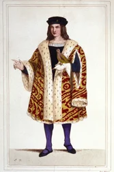 portræt af Guillaume de Montmorency (ca. 1453 - 1531) gravering af 1830.