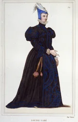 portræt af Louise Labbé eller Labé (ver1524-1566), fransk digter. stik fra 1830