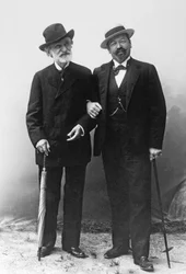 Giuseppe Verdi, italiensk komponist (1813-1901), og tenor Francesco Tamagno (1850-1905) i Montecatini i slutningen af det 19. århundrede.