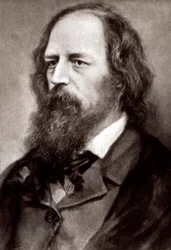 Portræt i halv længde af den berømte engelske digter Alfred Tennyson