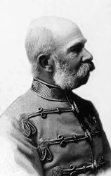 Portræt af Francois-Joseph (Francois Joseph) I af Østrig (1830-1916), kejser af Østrig fra 1848 til 1916, konge af Böhme og konge af Ungarn fra 1867 til 1916.