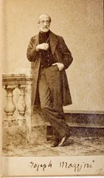 Portræt af Giuseppe Mazzini, med autograf (s/h foto)