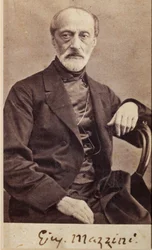 Portræt af Giuseppe Mazzini, med autograf (s/h foto)