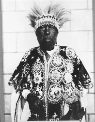 Portræt af Menelik II (1844 - 1913) konge af Etiopien.