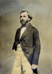 Portræt af den italienske komponist Giuseppe Verdi (1813 - 1901).