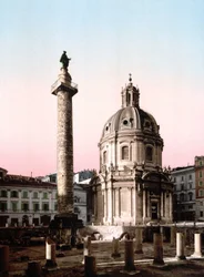 Rom. Udsigt over Foro Trajano (Forum Trajan) med søjle. Photochrome sd. omkring 1900. Fotokrom