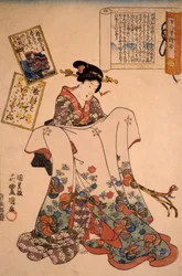 Kvinde med overdådige kjoler fra Utagawa Kunisada