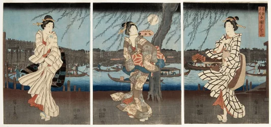 En kølig sommeraften i Ryogoku, 1848-51 (træsnit)