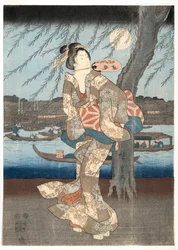 En kølig sommeraften i Ryogoku, 1848-51 (træblok)