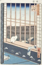 Asakusa Rice Fields and Festival of Torinomachi fra serien One Hundred Famous Views of Edo, 1857 (træbloktryk i farver)