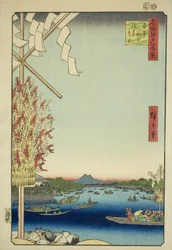 Asakusa Rive, Gleat Rive, Miya og Rive (Asakusa River, Kawabata, Miyato River), fra seriens "Ridge of the Ridge, View of Edo (berømt sted) One Hundred Views of Edo)"