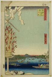 Asakusa River, Great Riverbank, Miyato River (Asakusagawa Okawabata Miyatogawa), fra serien "One Hundred Famous Views of Edo (Meisho Edo hyakkei)"