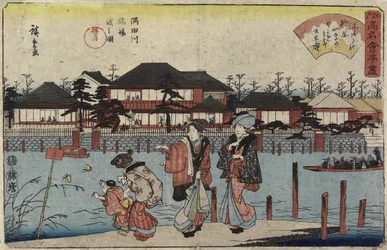 Krydser Sumida-floden ved Hashiba, Restaurant Yanagiya, 1830-1844