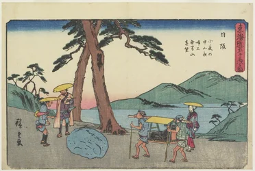 Fjernsyn af Mugen-bjerget og den natlige grædende sten ved Sayo Monatain-passet, Nissaka, 1841-1842
