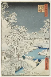 Drum Bridge og Sunset Hill ved Meguro, april 1856