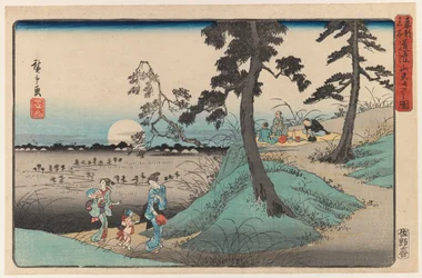 Nyder insektet på Dokanzana i Moon Night, fra View of Edo-serien (farvet træbloktryk)