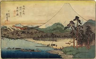 Færgebåde ved Fuji-floden i Sunshu_-provinsen, ca. 1832-1839