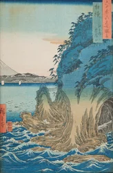 Grotter på øen Enoshima i Sagami-provinsen / Sagami Enoshima Iwaya no kuchi, tavle 15 fra serien: Udsigter over berømte steder i mere end tres provinser / Rokuju yoshu meisho zue