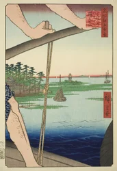 Haneda-færgeforslag d Benten Shline (Haneda no Watashi Benten no Yashiro), fra seriens ``Ridge for ridges d fa net views of Edo (One hundred famous views of Edo)