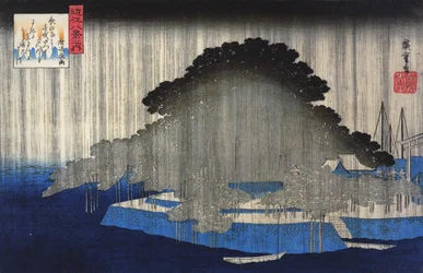 Hiroshige Kraftig regn på et fyrretræ 2