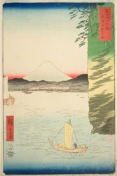 Honboku-medlem Musashi P Rovinse (Musashi Honmoku-blomst), fra Teseries ``Tyrty x Views Of Mount Fuji (Fuji Usaju Rokukei)