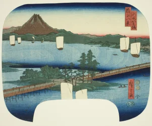Long Bridge at Seta (Seta no nagahashi), fra serien "Eight Views of Omi (Omi hakkei)"