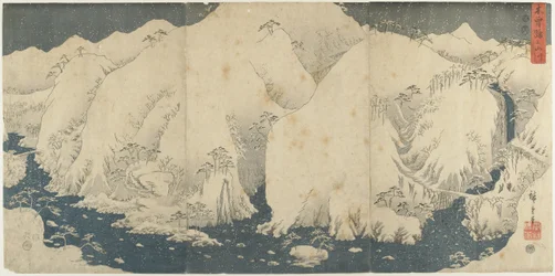 Bjerg og flod ved Kiso Pass, august 1857