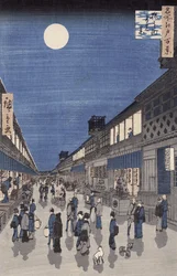 Natlig udsigt over Saruwaka-gaden, fra »Meisho Edo Hyakkei« (Hundrede udsigter over Edo)