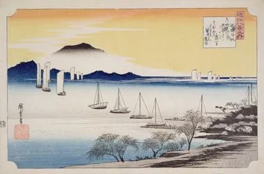 Tilbagevendende sejl ved Yabase, fra serien «8 udsigter over Ōmi», ca. 1834