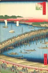Ryogoku Bridge and the Great Riverbank, nr. 59 fra One Hundred famous Views of Edo, 1856 (træblok farvetryk)