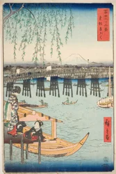 Ryogoku-broen i den østlige hovedstad (Toto Ryogoku), fra serien "Seksogtredive udsigter over Fuji-bjerget (Fuji sanjurokkei)"