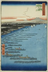 Samezu core st member th Shinagawa (det sydlige Shinagawa Samezu kyst), fra seriens ``Ridge dre d fa net s views of Edo (Et hundrede berømte seværdigheder i Edo)