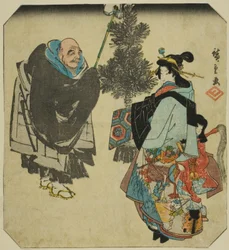 Seki: Priest Ikkyu and the Hell Courtesan, fra serien "Fifty-three Pairings for the Tokaido Road (Tokaido gojusan tsui)"