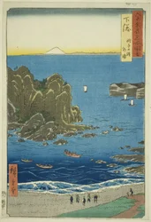 Shimosa Province: The Outer Bay at Choshi Beach (Shimosa, Choshi no hama Toura), fra serien "Famous Places in the 60-odd Provinces (Rokujuyoshu meisho zue)"