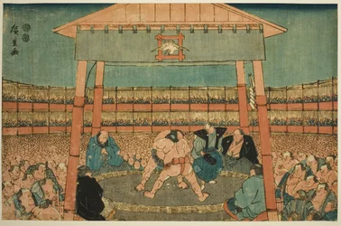 Sumo Match in the Precints of the Ekoin Temple (Ekoin keidai sumo no zu), fra serien "Ryogoku in the Eastern Capital (Toto Ryogoku)"