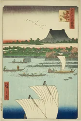 Topdesign d Tsukiji Hongwanji tempelhånd MP (Teppo-tegning Tsukiji monzeki), fra seriens `` Supp e noodles t and te ridge minutes Keiyo)”