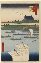 Teppozu og Tsukiji Honganji-templet, nr. 78 fra One Hundred Famous Views of Edo, 1858 (træbloktryk)