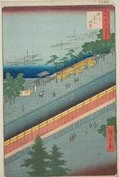 Hallen med de treogtredive bugter i Fukagawa (Fukagawa Sanjusangendo), nr. 69 fra serien "Hundrede berømte udsigter over Edo (Meisho Edo hyakkei)"