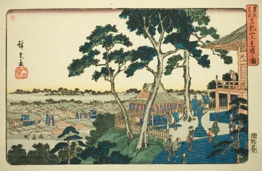 Udsigt fra toppen af Matsuchi Hill (Matsuchiyama ue miharashi no zu), fra serien "Famous Places in the Eastern Capital (Toto meisho)"