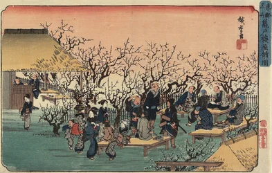 Udsigt over blommetræhaven i Kameido, 1832-1834