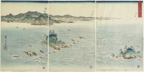 Udsigt over boblebadene i Awa-provinsen, 1857