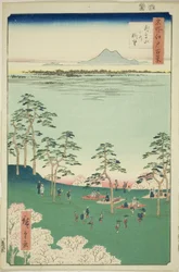 Udsigt og jord fra Asuka Hikil (Asukayama Kita no Chobo), fra Te-serien ``Ridge dre d Fa nets Views of Edo (One Hundred Famous Views of Edo)