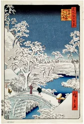 Yuhi Hill og Drum Bridge ved Meguro One Hundred Famous Views of Edo, 1856-1858.